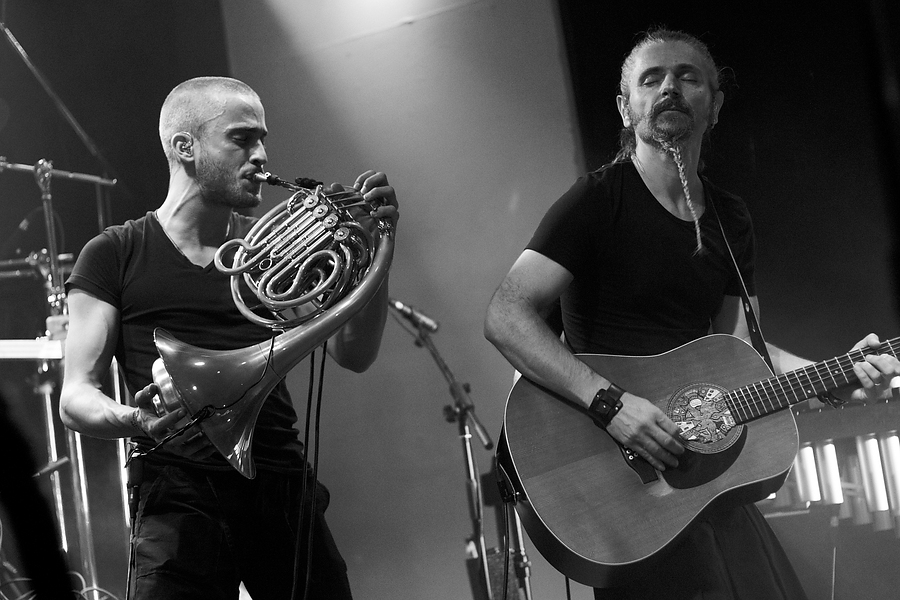 Dominique Leonetti, Romain Thorel, Guitar, Horn, B&W, Lazuli, Lydney Town Hall, Lydney