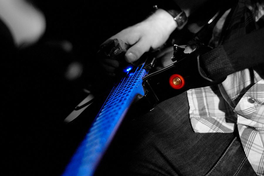 Guitar, E-Bow, B&W, Selective Color, Pure Reason Revolution, Nachtleben, Frankfurt