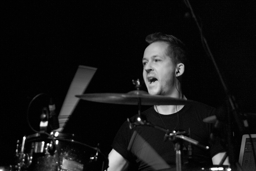 Paul Glover, Drums, B&W, Pure Reason Revolution, Wedgewood Rooms, Portsmouth