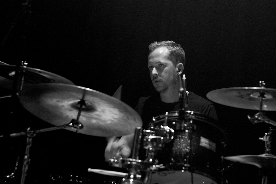 Paul Glover, Drums, B&W, Pure Reason Revolution, Norwich Arts Centre, Norwich